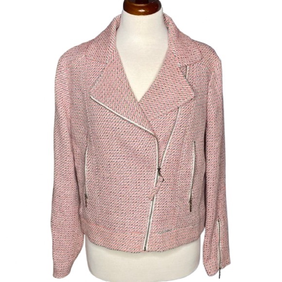 Mng Collection Jackets & Blazers - MNG Collection Pink/Black Asymmetrical Zip Jacket Women’s XL. EUC